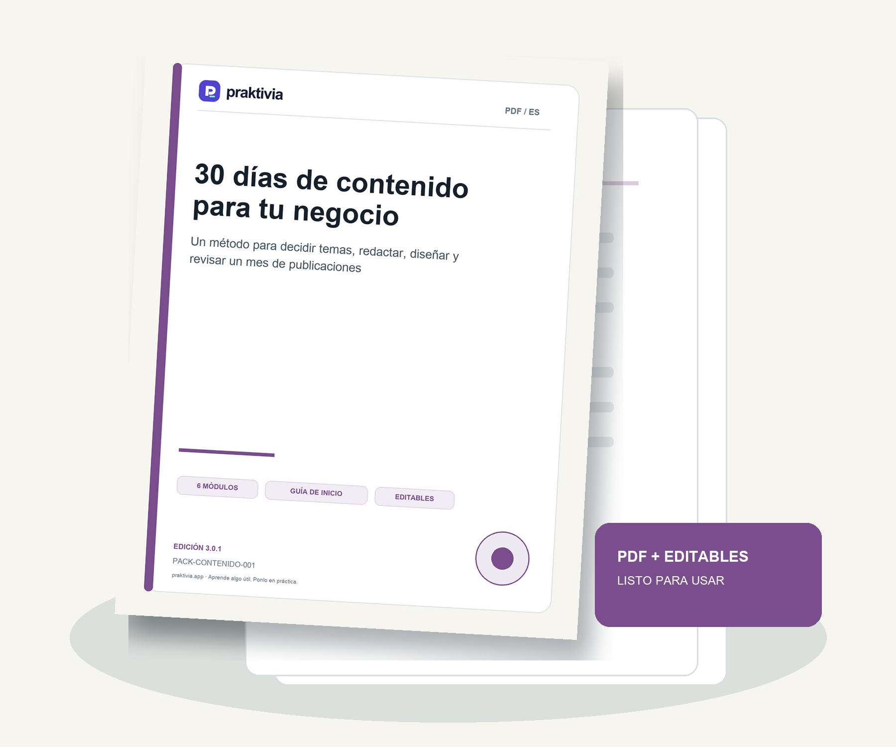 Mockup del paquete 30 días de contenido para tu negocio