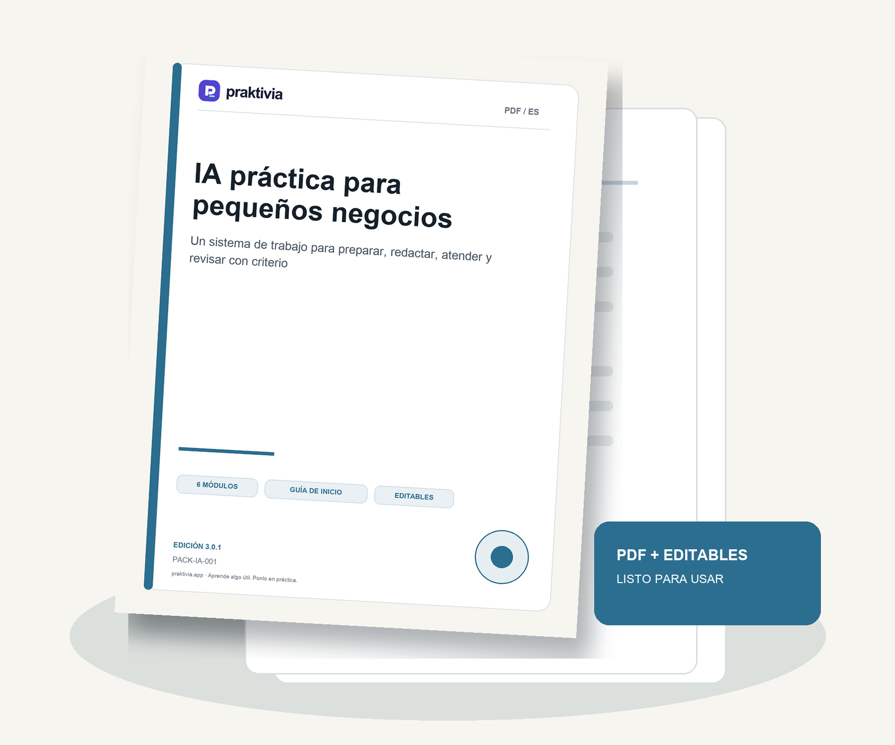 Mockup del paquete IA práctica para pequeños negocios